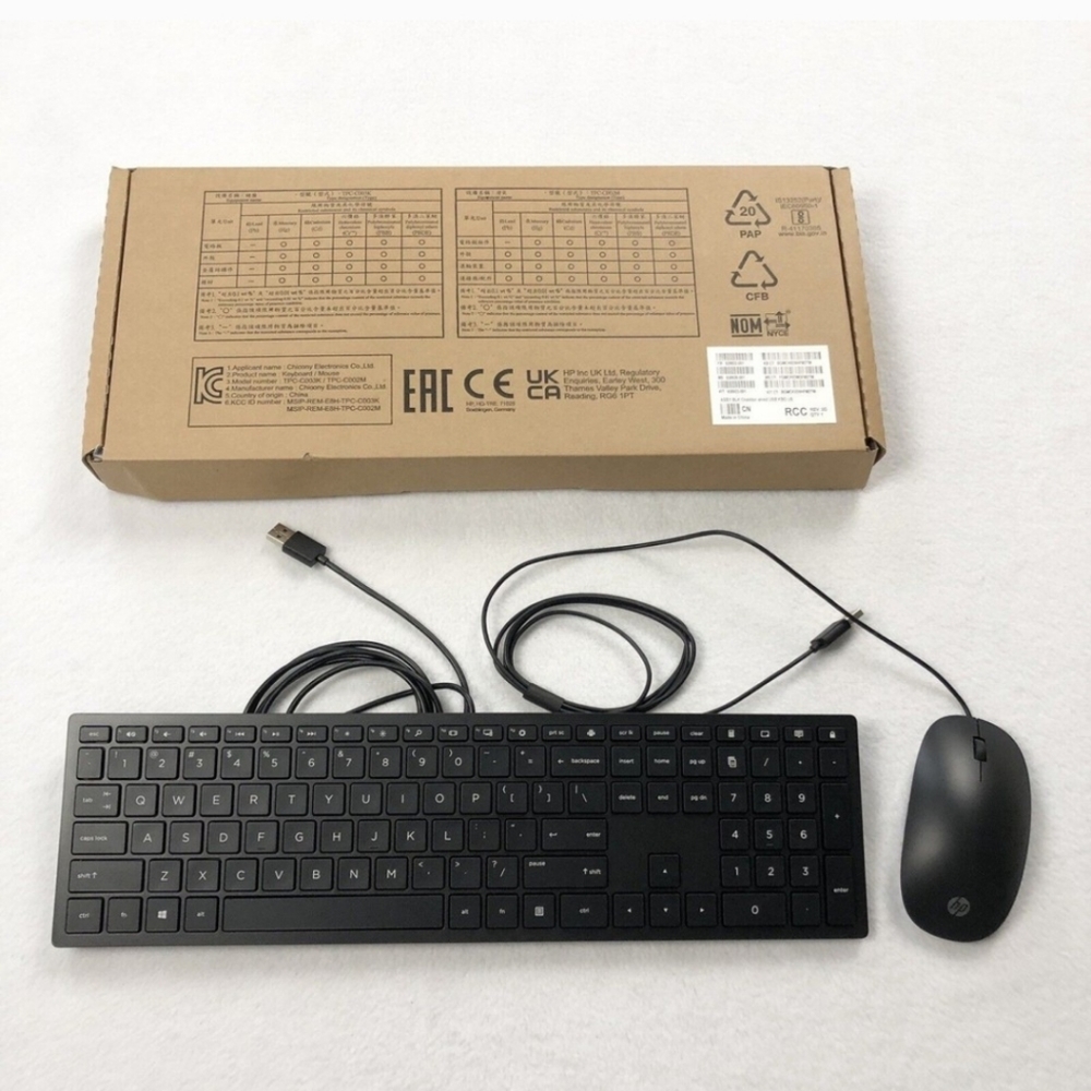 NEW HP Keyboard Mouse Slim USB Multi Media Wired TPC-C003K TPC-C002M
